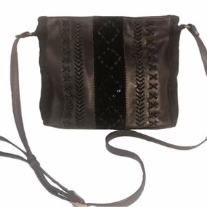 Serrv Black Leather‎ Crossbody Bag SKUW196